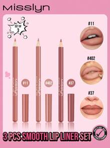 Misslyn 3 Pcs Lip Liner Set, Smooth Lip Liner, Longwear Rich Lip Colors, Smooth Application, Natural Finish, Highly Pigmented Natural Lip Makeup, Longwear Smooth Ultra Fine, Matte Lip Liner, No Smudging, Y2K Makeup Party Beach Travel Holiday Camping Outdoors Present Rose Fashion Girl New Year Cosmetic Cosplay Best Trip Festivals Color Fancy Campus School Charm Vibe Cny Chinese New Year,
