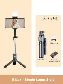 Palo de selfie inalámbrico Bluetooth STICKMAG de 74CM/29.1in, equipado con luz de belleza LED de tres velocidades ajustables, trípode giratorio de 360° de acero inoxidable antivibración, para sujetar en mano o de pie, compatible con iPhone 16 15 14 13 12 11e/Max/Pro/Xs/Xr/X/Plus y Galaxy S25/S24/S23/S22Ultra