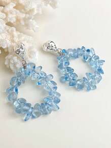 Boucles d'oreilles en bijoux de sel de mer bleu, correspondant aux bijoux pour vacances d'été, convenant pour le port quotidien et les vacances à la plage