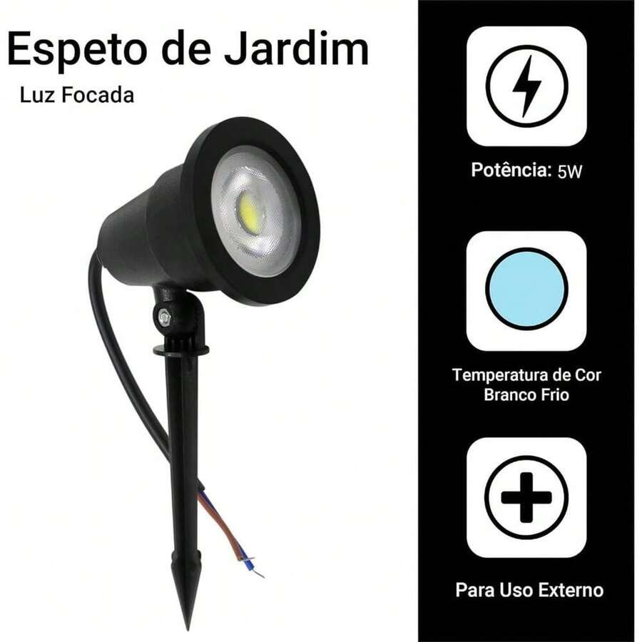Luminária Espeto Jardim Com Lâmpada Led 5w Branco Frio - 1 - Visão 1