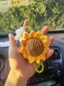 Nuovo Arrivo Decorazione Pendente Per Auto Floreale Fatta A Mano Con Campanella E Gancio Design In Forma Di Giglio E Fragola Serie Fai-da-te Di Frutta Tessuta 1 Pezzo