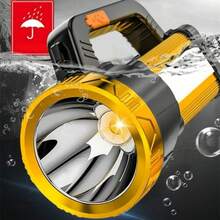 Ultra-Bright LED Flashlight, Portable Flashlight | High Lumen, Zoomable, Adjustable Brightness For Outdoor Use, Emergency Charging, 2400mAh Tactical Flashlight, Durable, Camping Gear, Rechargeable Light - Gold - View 9