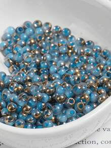 [Mitad Dorado Turquesa] Cuentas espaciadoras circulares de alta calidad de 20g y 4mm de mitad dorado y mitad turquesa, aptas para hacer joyas DIY como pulseras, aretes, collares. Múltiples colores disponibles de cuentas cerámicas semi, materiales para manualidades de joyería y cuentas sueltas circulares para hacer joyas a mano.