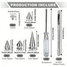 80 Sets Pointed Bead Screw Rivet, Punk Spikes And Studs Kit, Metal Tree Spikes Studs For Leathercraft And Punk Style Clothing Accessories DIY Craft Decoration
