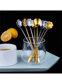 Charming 4-Pack Flower Spoons – Stainless Steel Creative Coffee Teaspoons & Mixing Spoons For Beverages, Cakes & Desserts – Food Contact Safe & Dishwasher Safe For Daily Use – Versatile For Kitchen, Baking, School Supplies, Back To School, Mother's Day Gifts & Mini Spoon Collections, Beautiful & Functional