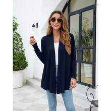 Newchoice Womens Casual Lightweight Long Sleeve Cardigan Soft Drape Open Front Fall Dusters (S-3XL) - Navy Blue - View 2
