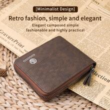 Men's Short Wallet, Fashion Plaid Embossed Soft Wallet, Horizontal Zipper Wallet, Coin Pouch, Large Capacity Multi-Card Slot, Can Hold Large Bills, Zipper Coin Pocket, Credit Card, Bank Card, ID, Photo Slot, Business Casual Style, Perfect Birthday Gift For Men Or Partner, Suitable For Fashion, Retro Style, Graduation Gift