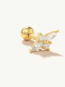 Un único pendiente de una pieza de pendientes de plata de ley 925 con tornillo, pendientes de cartílago, pendientes de perforación del hueso de la oreja, pendientes de un único perno, joyería regalo para mujeres, pendientes de botón de plata