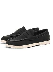Men's Loafers, Summer New Non-Slip Wear-Resistant Flat Lightweight & Comfortable Slip-On Shoes, Outdoor Casual Driving Shoes Big Size Breathable Moccasins Fashionable Luxury Anti-Odor Canvas Sneakers Contrast Color Woven Sole Slouchy Shoes, All Seasons