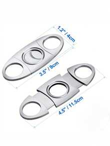 1pc Stainless Steel Cigar Cutter, Cuban Cigar Scissors With Dual Circle Design, Smoking Accessories - Silver - View 2