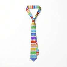 Unisex Rainbow Tie Creative Fashion Colorful Tie Pride Month Party 8cm Narrow Adjustable Soft Hand Tied Men Necktie