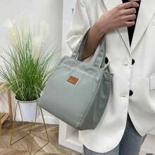 New Style Large-Capacity Simple Bento Bag For Going Out And Taking Lunch To Work Aluminum Foil Insulated Lunch Box Bag Handbag - 黑色 - 查看 6