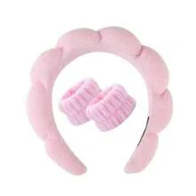 Conjunto de 5 faixas de cabeça para lavar o rosto, esponja para maquiagem, cuidados com a pele, faixa de cabeça de tecido felpudo, bolha macia, faixa de cabelo para mulheres e meninas, acolchoada e antiderrapante, acessório para cabelo grosso, volta às aulas