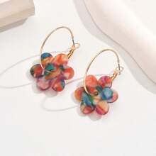1 par de pendientes acrílicos con colgantes florales coloridos para mujeres, adecuados para regalos y uso diario