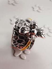 Vintage Boho Honey Bee Spinner Ring Silvery Meditation Ring, Worry Ring, Anxiety Ring, Beatiful Ring - Bee - View 3