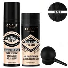Goiple 27.5g Hair Fiber Filler Set - Hair Fiber Powder 27.5g, 120ml Styling Spray And Sprayer, Fills In Sparse Hair And Bald Spots, Instantly Creates Thicker, Fuller Hair (Black/Dark Brown) - 黑色 - 查看 13