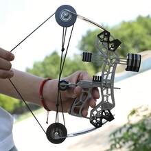 Mini Compound Bow, Stainless Steel, Silver, Archery Target Shooting, Hunting And Fishing Gear, Outdoor Sports Equipment,Bow And Arrow - 銀色 - 查看 1