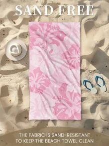 1pc Printed Beach Towel, Flower Pattern, Swim Towel, Bath Towel, Fashion Style Beach Towel, Super Absorbent Bath Towel For Bathroom, Swimming, Fitness, Yoga, Soft And Comfortable Microfiber Towel, Lightweight And Portable, Wind And Sun Protection, Sandproof For Summer Travel, Vacation Holiday Bathroom Decor, Recommend Regular Sizes And Larger Sizes, (35*75cm Small Size Face Towel,150cm Or Above Recommended)