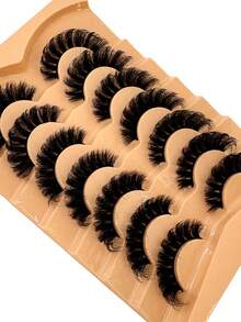 7 paires de faux cils en forme d'œil de chat, cils en faux vison, cils naturels volumineux et épais, allongeants et volumisants, cils dramatiques et ébouriffés, outil de maquillage essentiel pour les voyages - Noir - Voir 5