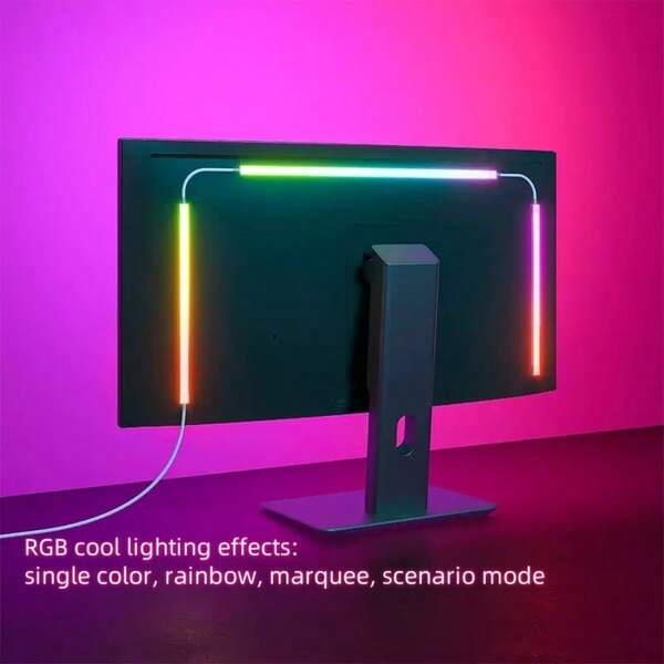 1 pièce Bande lumineuse à rétroéclairage LED 24/27, synchronisée avec l'écran, pour la décoration de la salle de jeu, décoration d'ordinateur