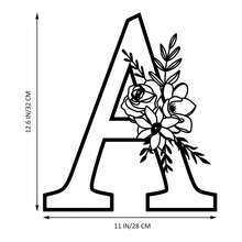 1 pieza Cartel de metal con Flor y Letra, Combinación personalizada de nombres, letras iniciales y palabras, Decoración de pared de arte de metal, Decoración DIY de fondo de boda, Regalo para el hogar