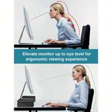 Computer Monitor Stand, Adjustable Monitor Riser Stand With Smartphone&Tablet Stand Holder, Foldable Width Monitor Stand For Computer, Laptop, Printer, Mesh Surface (White) - Black - View 4