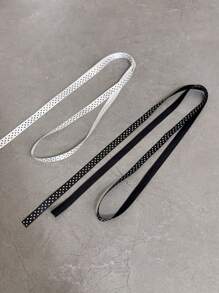 Layerable White Lace Bowknot Wax String Waist Belt Ribbon Headband For Women, Versatile Choker Necklace & Scarf, Suitable For Spring And Summer