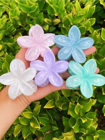 3 件/5 件纯大理石纹理雏菊发夹，韩式多巴胺花卉发夹，适合稀疏头发的女性，发饰发夹爪夹发夹发夹发夹发夹，沙滩配饰