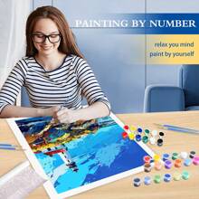 1pc Picture With Numbers Lighthouse Easy Hand Drawn Picture Paint For Beginner On Canvas Handmade Picture Painting On The Wall 40x50cm/16x20inch Without Frame