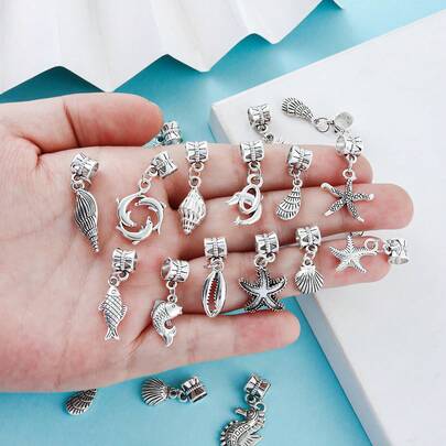 30/50pcs Assorted Retro Hollow Ocean Animal Zinc Alloy Charms, Multi-Style 3-Way Connectors Suitable For DIY Personalized Fashion Bracelets, Necklaces, Keychains, Jewelry Accessories, Mother's Day Gift