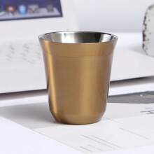 Double Wall Insulated Stainless Steel Espresso Cup Capsule Coffee Mug Metal Drinking Demitasse Cup For Home Indoor Or Outdoor