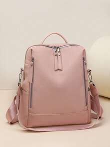 Fashionable Women's New Anti-Theft Backpack, Personalized Design Anti-Theft Backpack, School Backpack - Pink - View 5