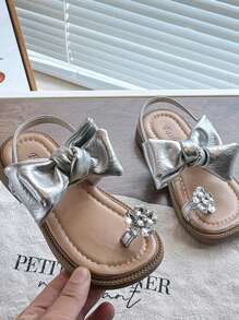 Girls' Popular Fashion Pearl Lace Up Outdoor Slide Sandals, Soft And Comfortable