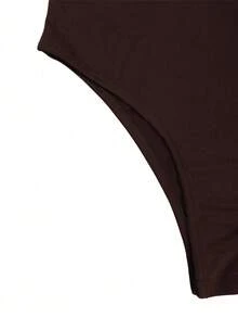 VIVINA Women Petite Solid Color Casual Minimalist Ruched Bodysuit, Autumn