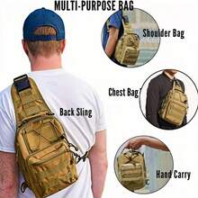 Tactical Backpack - Multi-Functional Outdoor Sports Chest Bag, Shoulder Crossbody Bag, Durable Zipper Closure, Oxford Cloth Material, Adjustable Strap, Fitness, Hiking, Fishing Can Be - 譚 - 查看 5