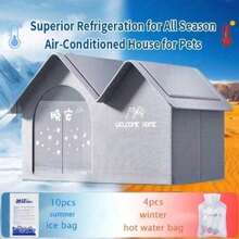 Casa para mascotas (gatos y perros pequeños/medianos) con aire acondicionado y cama nido, para uso en todas las estaciones - Gris - Ver 2