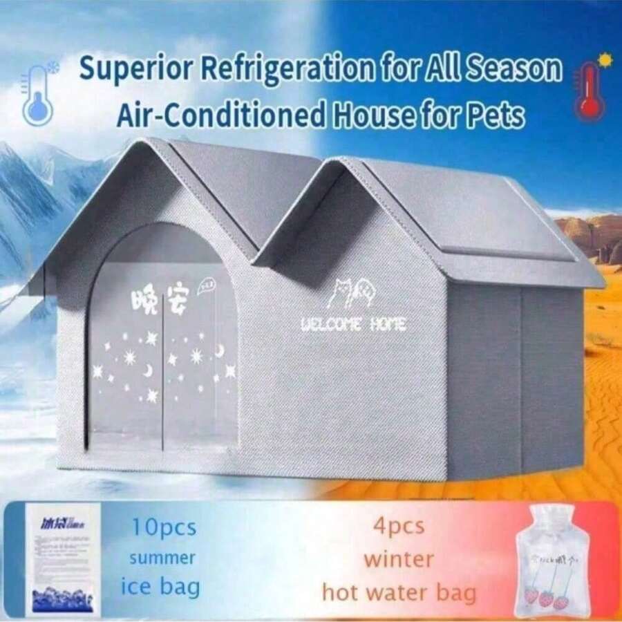 Casa para mascotas (gatos y perros pequeños/medianos) con aire acondicionado y cama nido, para uso en todas las estaciones