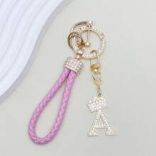1pc Premium Braided Leather Keychain With Shiny Gold 26 Letter Charms Pendant - , Fashionable And Multifunctional Women Keychain - Various Colors, Perfect Accessory For Car Owners, Stylish Gift Idea - Multicolor - View 36