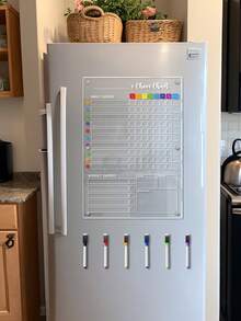 1 套 A3 尺寸亚克力白板，磁性彩色冰箱装饰贴纸，可重复使用的彩色干擦亚克力板，带 6 个加固孔，高品质书写板，大型备忘板（包含 6 支白板笔 + 随机颜色板擦） - 彩色 - 查看 9