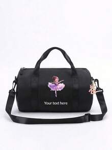 Personalized Dance Bag, Customizable With Your Name. Ideal For Dance, Sports, Latin Dance And Various Occasions. Large Capacity Design Allows It To Be Used As Both A Shoulder Bag And A Travel Bag, Practical And Convenient For Daily Use. Also Makes A Great Gift For Friends And Family. - Black Pink Letter Pendant - View 23