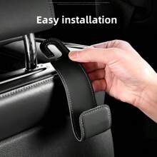 1pc Car Hooks, Car Seat Back PU Leather Storage Hook, Multi-Function Hanger For Keys Purse, Handbag Earphone Charging Cable Umbrellas Coats Car Organizer