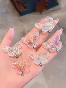 10 Stücke Haarschmuck für Damen, süße Schmetterling & Entenschnabel Clips, transparent pink, vielseitige Seitenpony Clips, bunte Schmetterling Haarclips für Mädchen, geeignet für den täglichen Gebrauch, Haarklammern, Haarspangen, flache Klemmclips