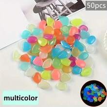 100 件/包多色夜光鹅卵石，花瓶/花盆装饰夜光石，适用于魔法花园、水族馆装饰、景观设计或婚礼装饰荧光鱼缸造景鹅卵石（0.31 * 0.39 英寸）