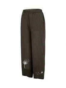 Plus Women's Print Elastic Waist Cropped Harem Pants With Pocket