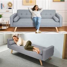 3 Seater Sofas Modern Sofa Beds With Wooden Legs Adjustable Angle Sofas & Couches With 2 Armrests For Living Room/Spare Room/Guest Room Dark Gray - Grey - View 8