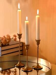 3/6/12/30 Pcs Gold Metal Candle Holders, Candle Stands, Suitable For Fireplace, Party, Christmas, Halloween, Dinner, Wedding, Anniversary, Birthday And Other Occasions, Can Be Used As Tabletop Center Decor (Candles Not Included)