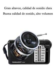 Radio a Pilas Portátil Am Fm Con Bocina Altavoz, Gran Recepción, Conector Para Auriculares, Radio Portátil de Transistores Para Caminar y Acampar - Negro - Ver 5
