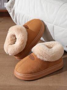 Bottes de neige style européen et américain pour femmes, nouvelles pantoufles à bout fermé mode avec semelle épaisse, chaussures d'intérieur chaudes pour femmes