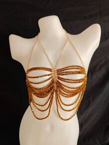 Sexy, modische Körperkette, hochwertige Brustkette mit Diamantbesatz, Top-Kette, Hochzeitskleid, Nachtclub-Partyschmuck