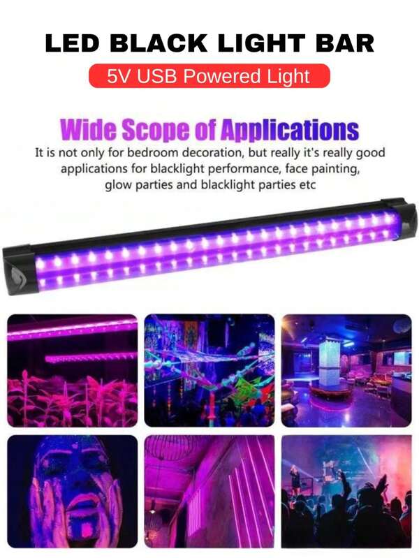 2 Stücke LED Schwarzlicht Streifen 1 Fuß/30 cm Leuchtlicht UV, UV-Lichtstreifen mit Magnetbefestigung 10 W USB-betrieben UV-reaktive Wandleuchten für Schwarzlichtparty, Tapisserien, Poster, Körperbemalung, Kabinettdekoration und Halloween, Bühnenbeleuchtung, Feiertagsdekoration